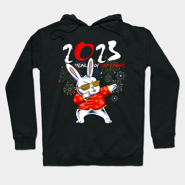 Dabbing Bunny Chinese New Year 2023 Year Of the Rabbit Hoodie by Jhon Towel